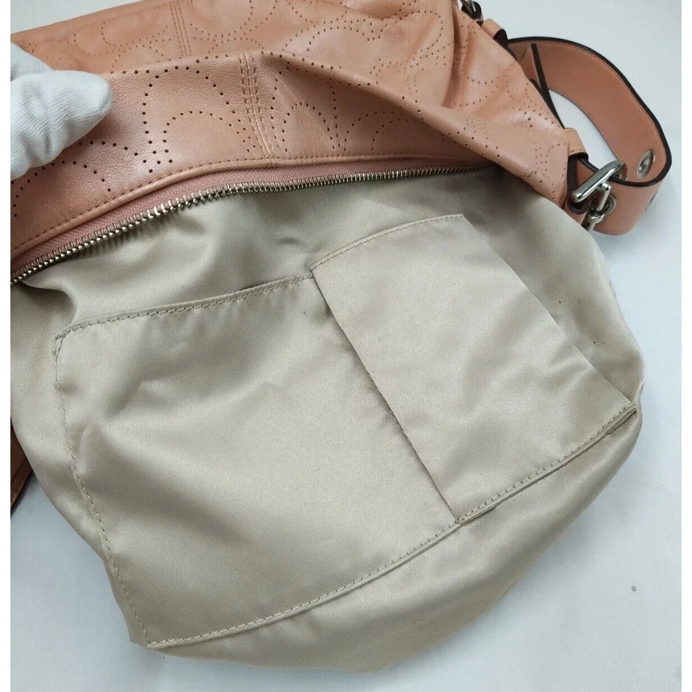 Coach Signature Petal Pink Leather Zipper Closure Crossbody Bag